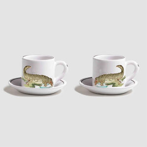 Animaux de la Savane Pair of Espresso Cups & Saucers, Crocodile