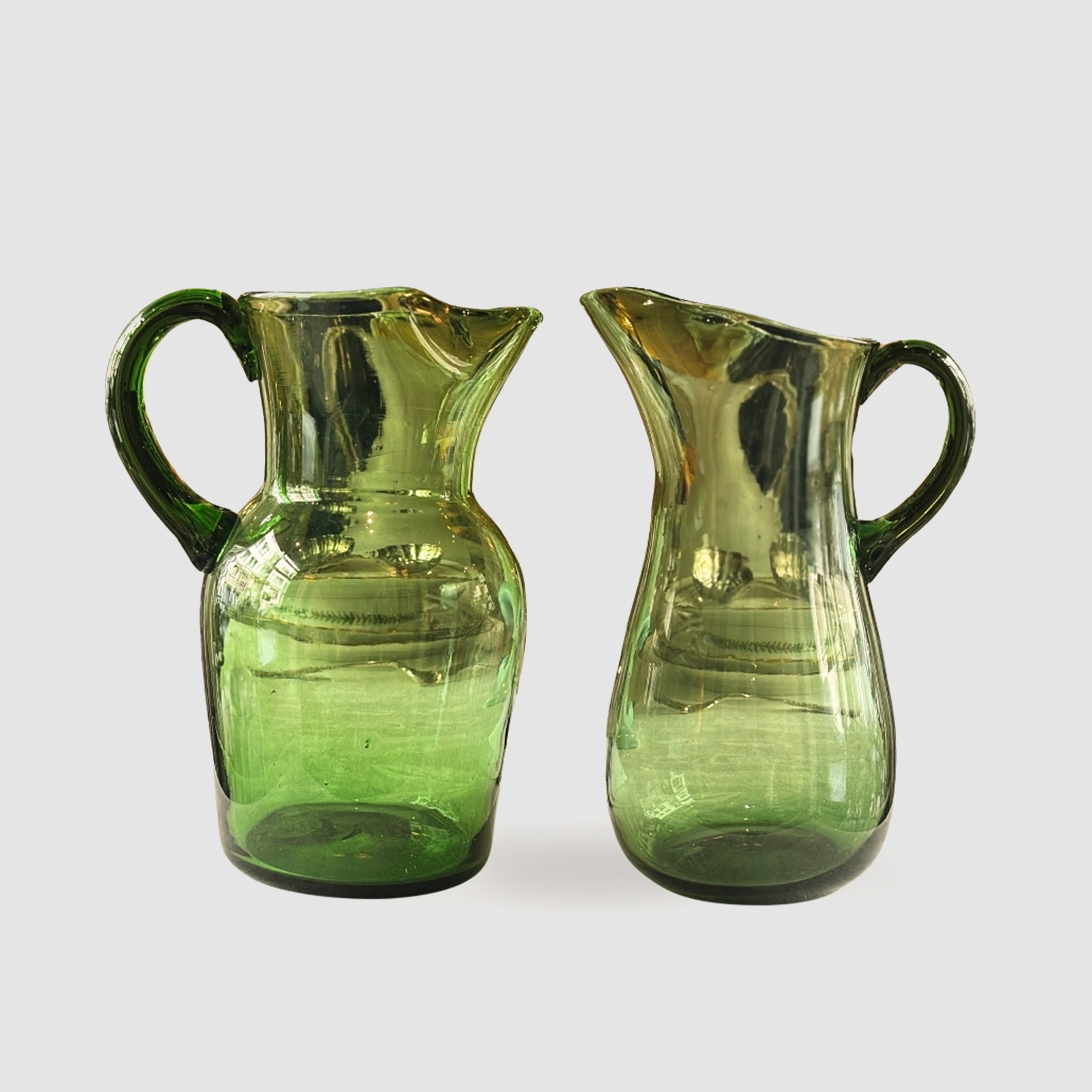 Pair of Glass Jugs, Green