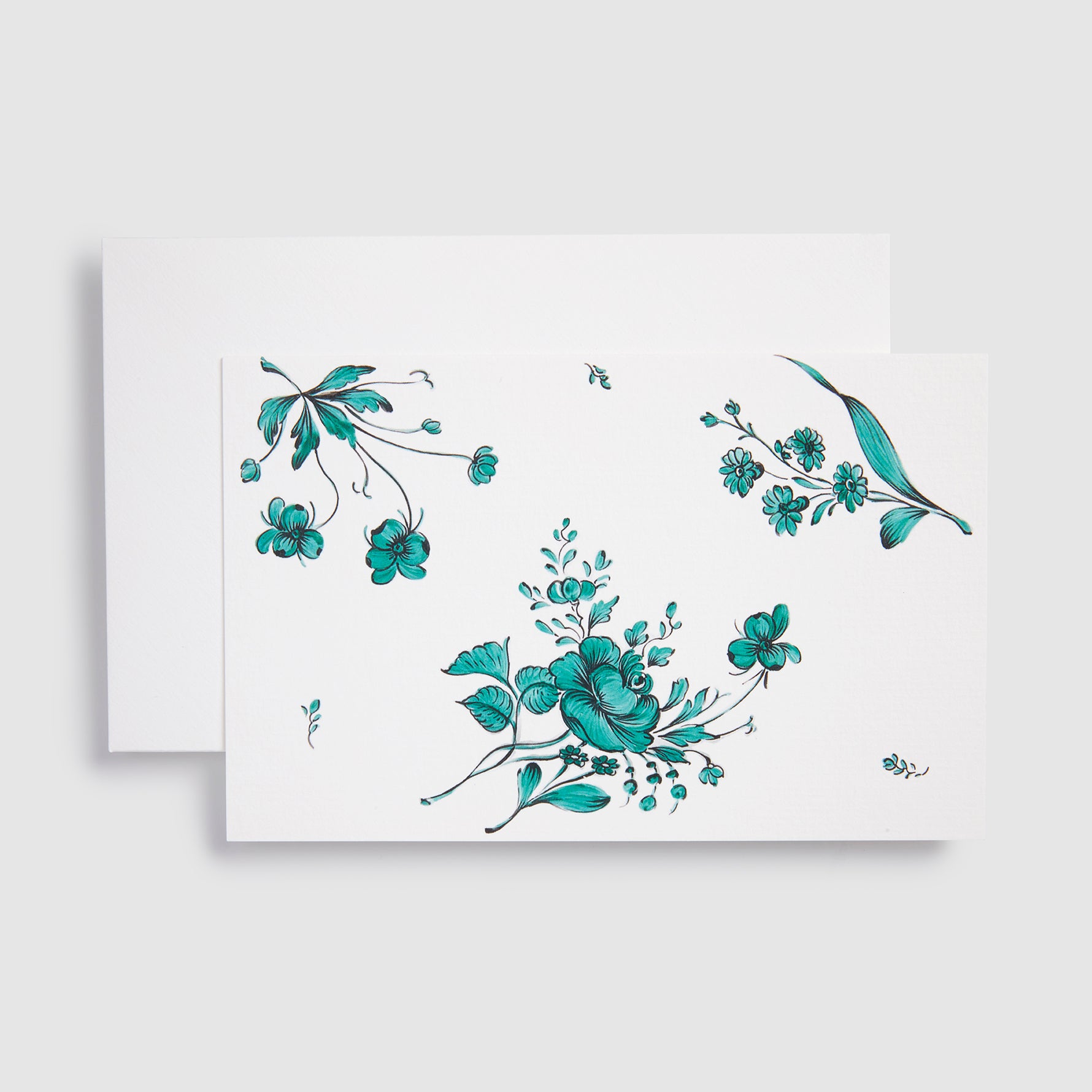 Hand Painted Notecards, Set of 12 - Camaieu Green