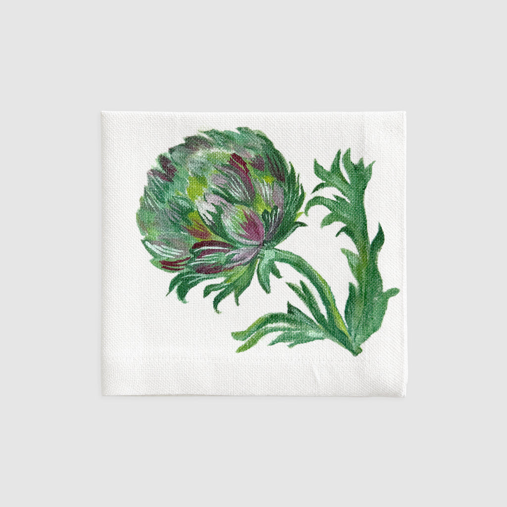 Le Potager du Roi Embroidered Vegetable Napkin, Artichoke