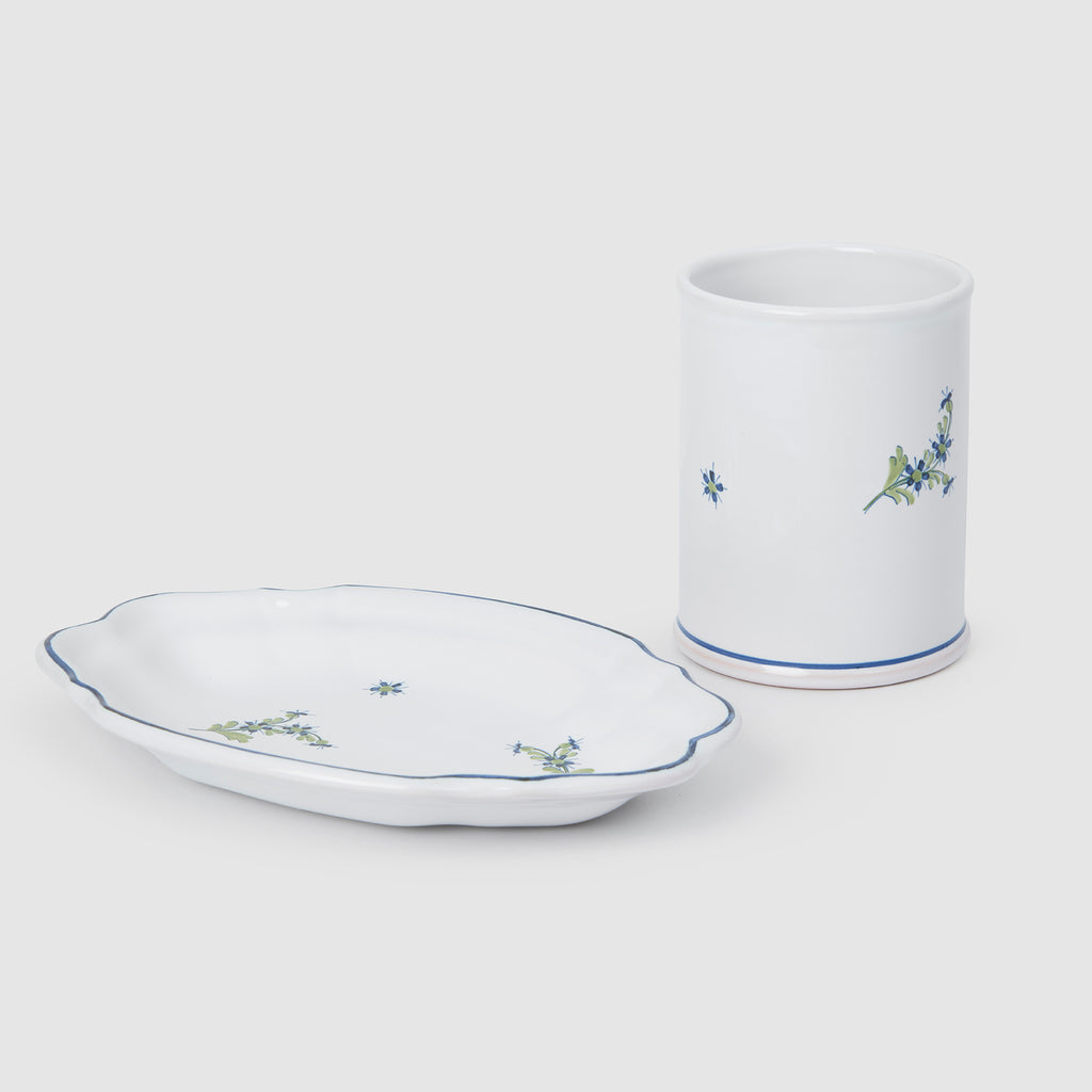 Les Bleuets Vintage Petite Plate, Blue and Green