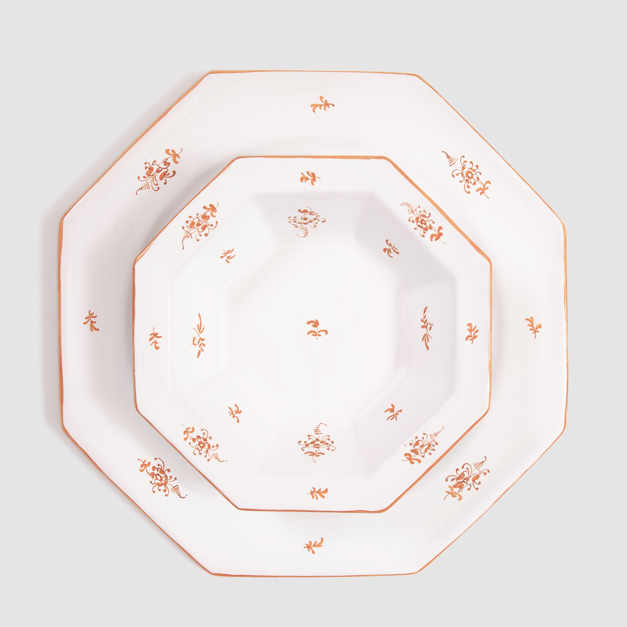 Brindille Medium Bowl and Salad Plate, Ochre Brûlée