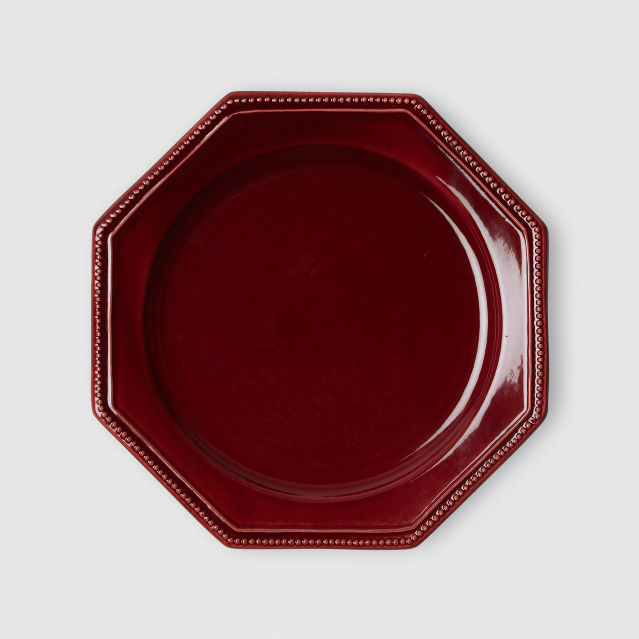 Octagonal Beaded Salad/Dessert Plate, Bordeaux