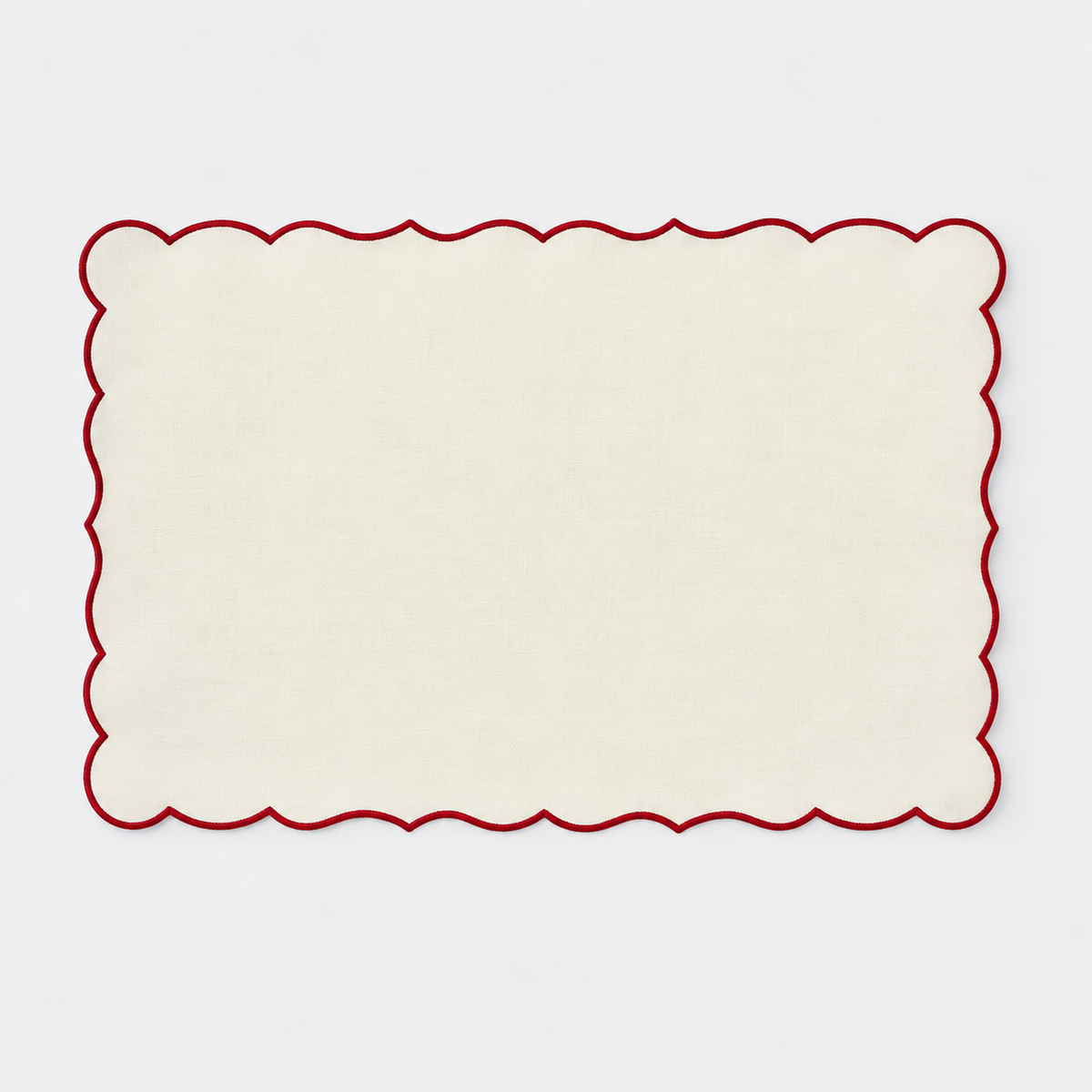 Scallop Edged Coated Placemat, Red