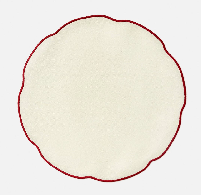 Coated White Linen Placemat, Red