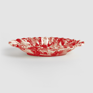 Small Oval Apt Dish, Red and White