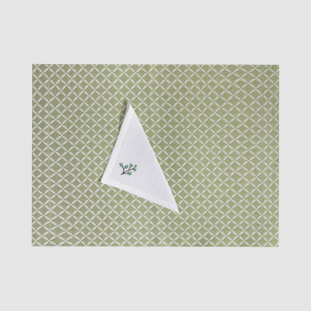 Trellis Rectangular Jacquard Placemat, Pistache