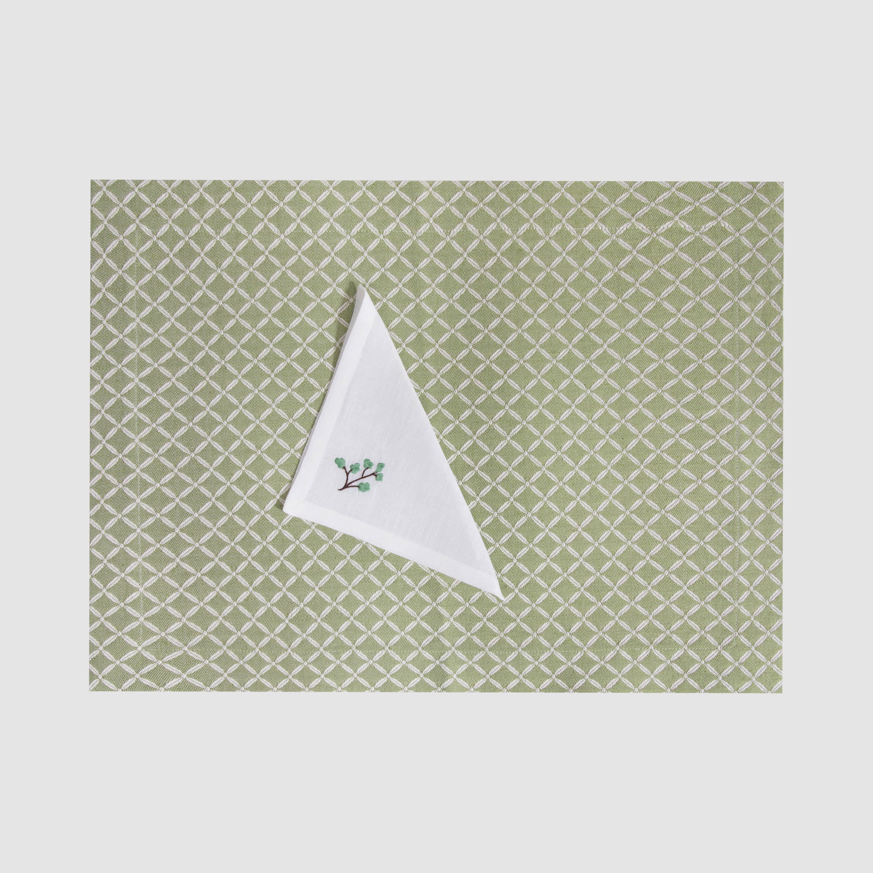 Trellis Rectangular Jacquard Placemat, Pistache