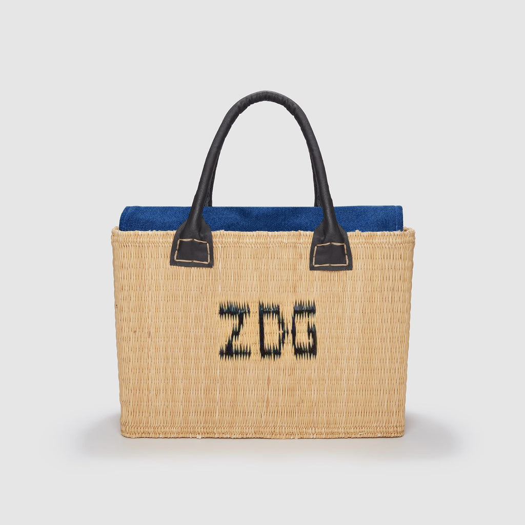 The ZdG Personalised Bag, Center Line with Denim Pochette, Small