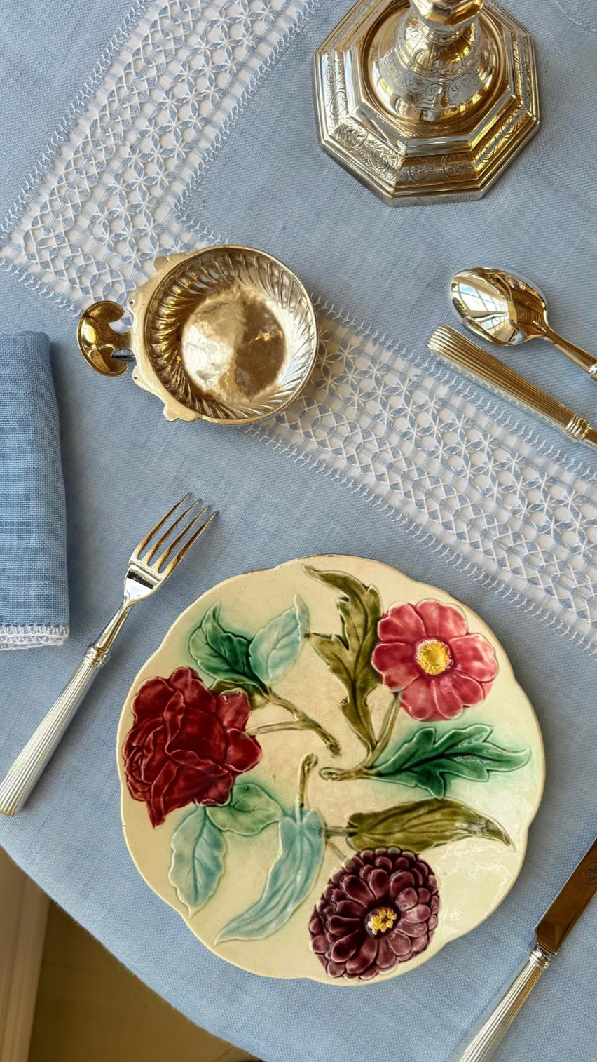 Majolica Floral Plate