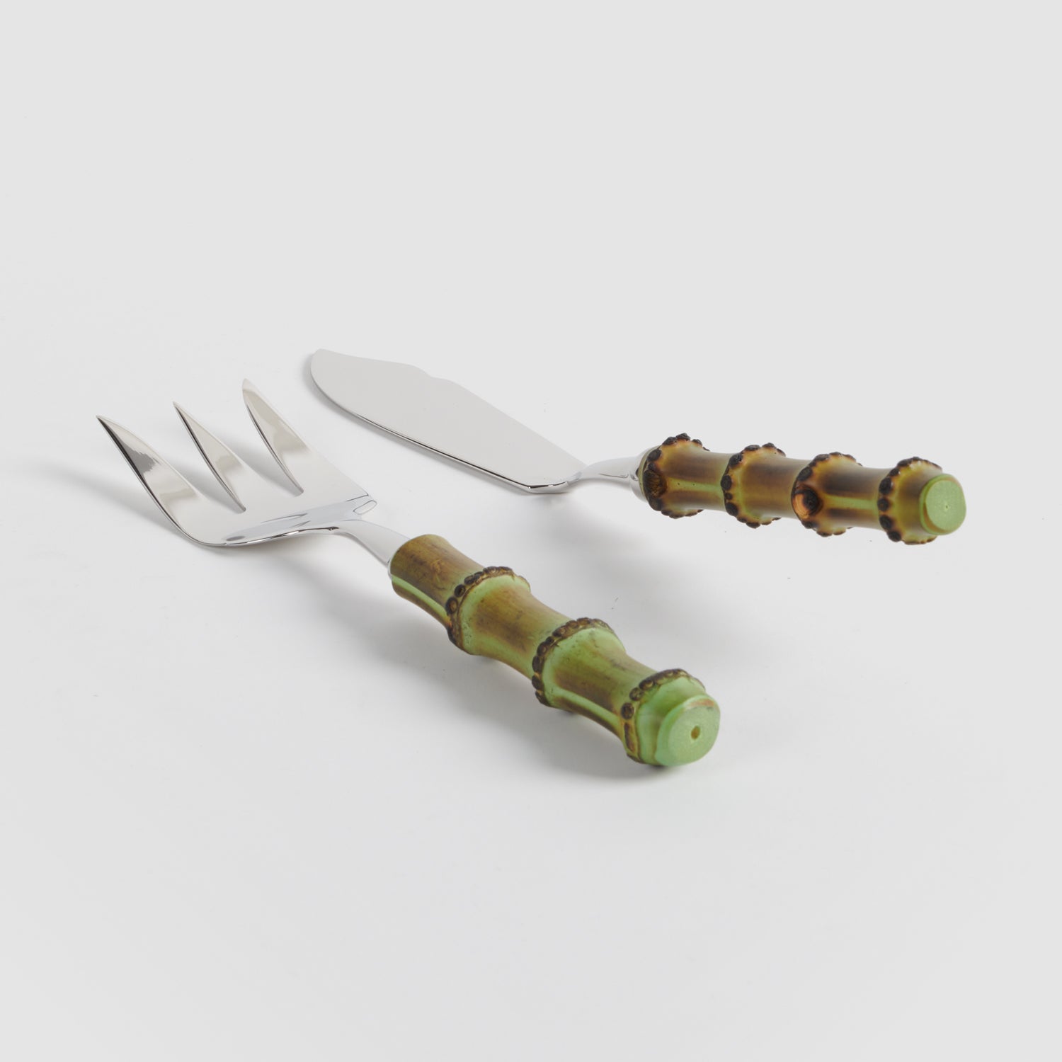 Green Bamboo Fish Serving Set