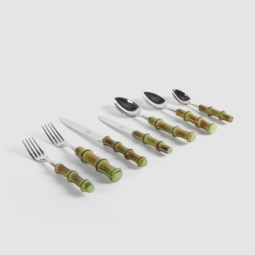 Green Bamboo 7pc Cutlery Set