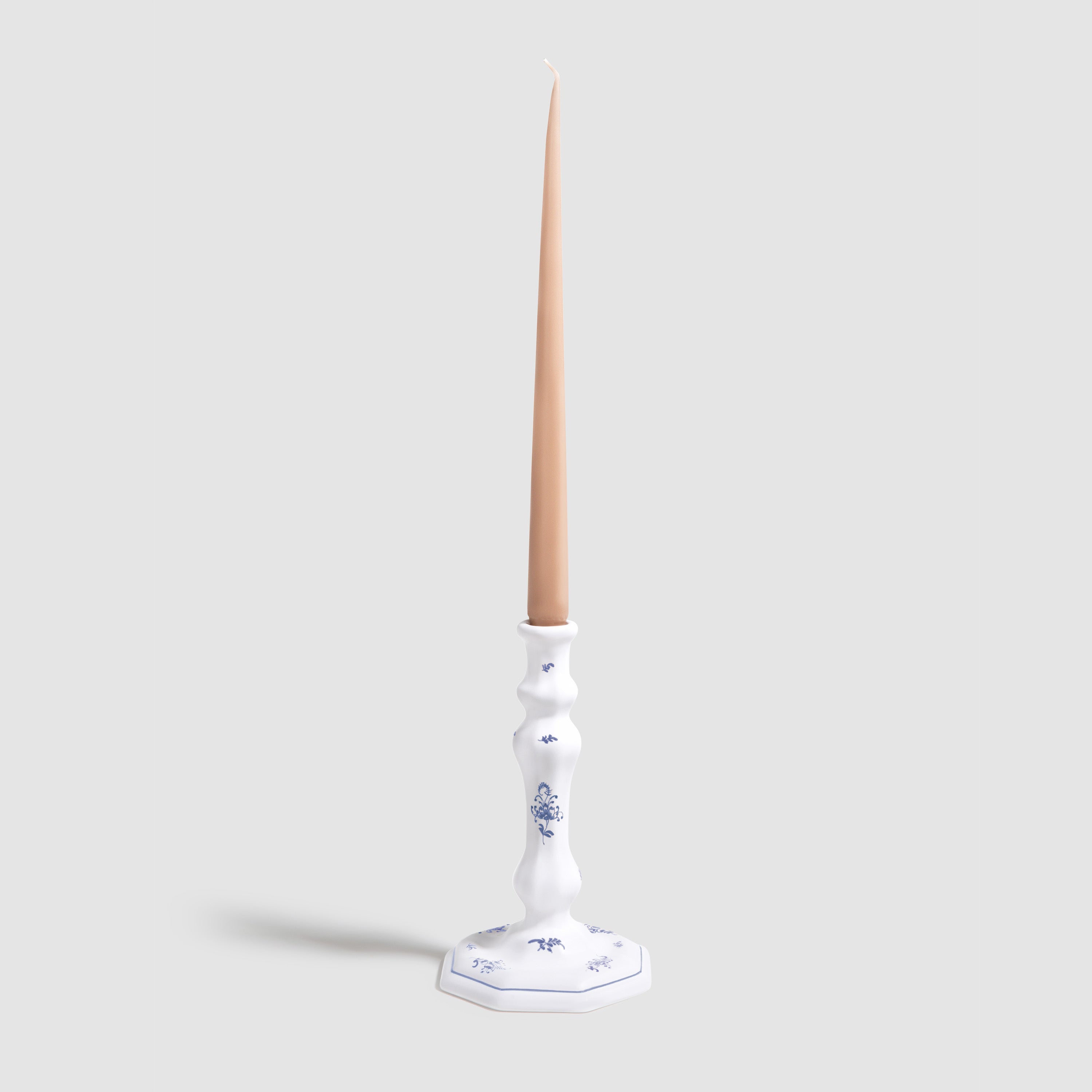 Brindille Octagonal Candlestick, Blue Moustiers