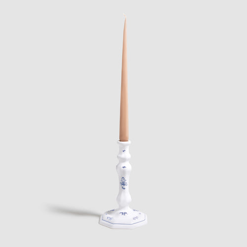 Brindille Octagonal Candlestick, Blue Moustiers