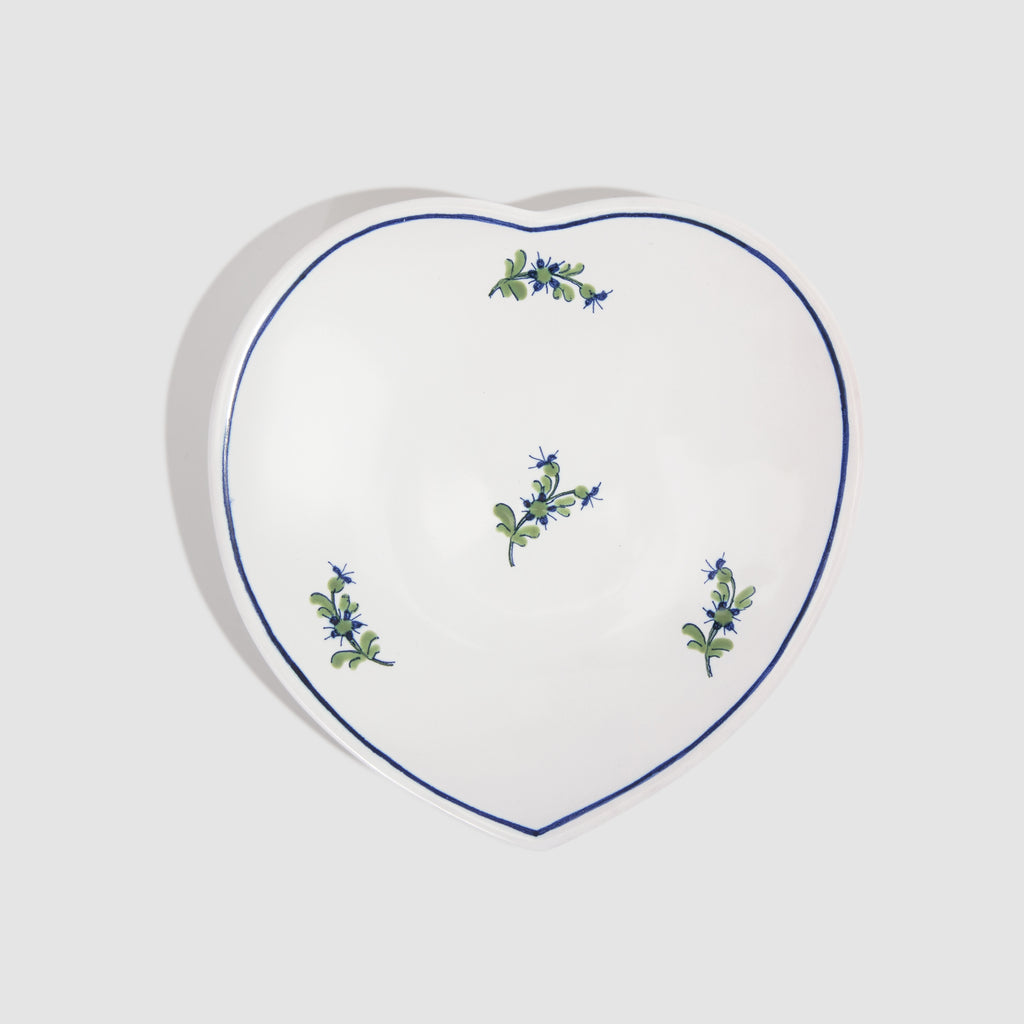 Les Bleuets Heart Petite Plate, Blue and Green
