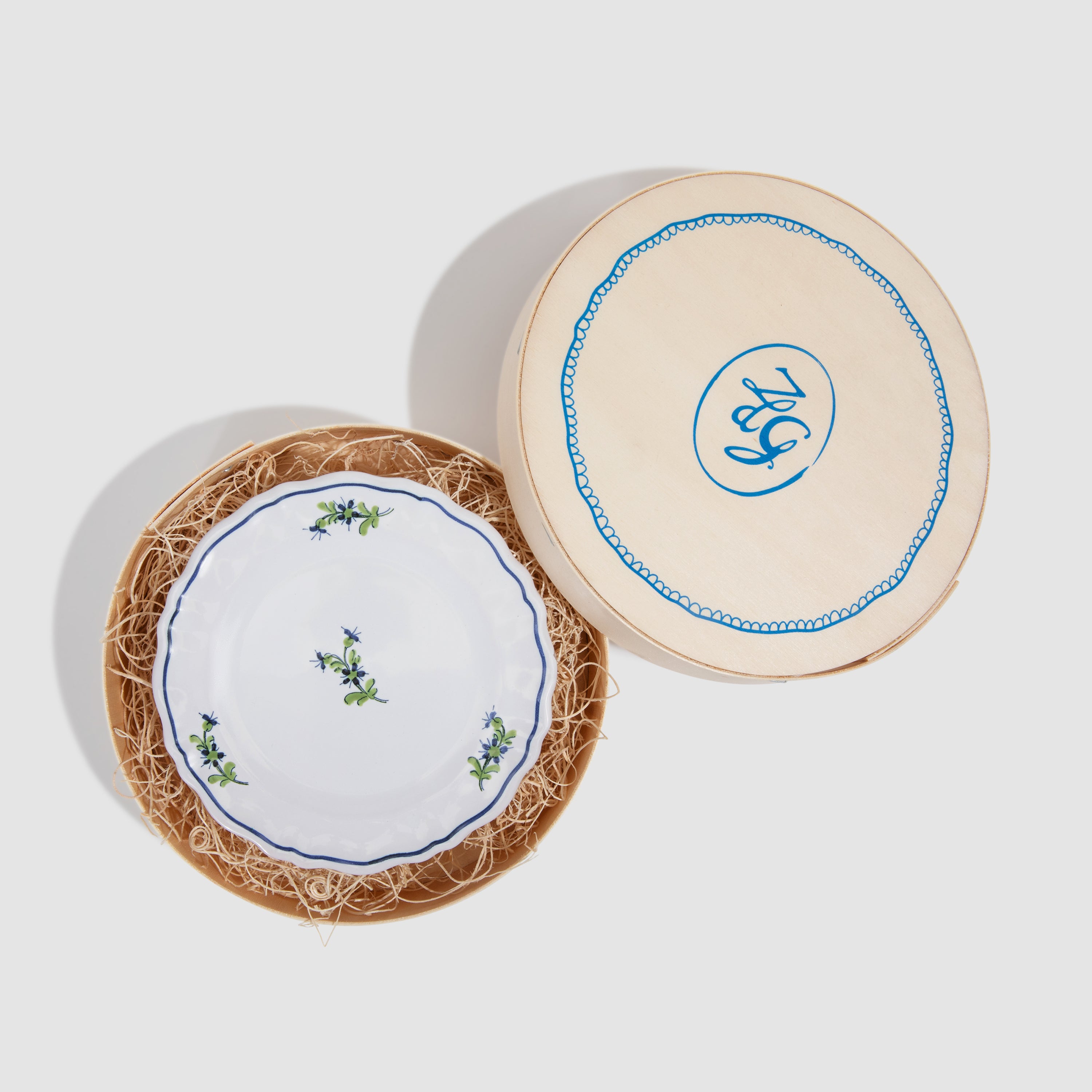 Les Bleuets Round Petite Plate, Blue and Green
