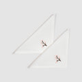 Soft Linen Embroidered White Cocktail Napkin Genevrier, Set of Two, Pink