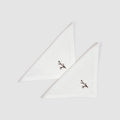 Soft Linen Embroidered White Cocktail Napkin Genevrier, Set of Two, White