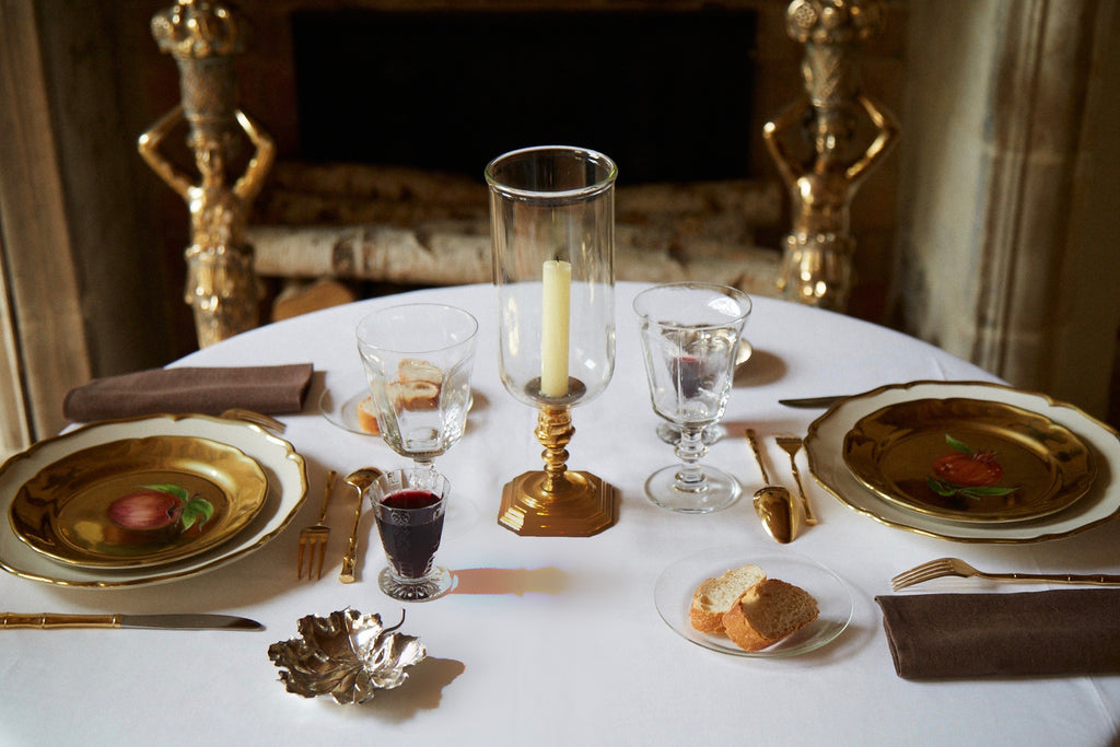 table setting with Fruits d'Or Salad/Dessert Plate, Peach