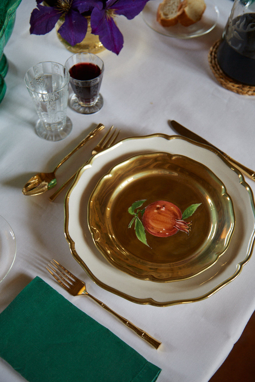table setting with Fruits d'Or Salad/Dessert Plate, Persimmon