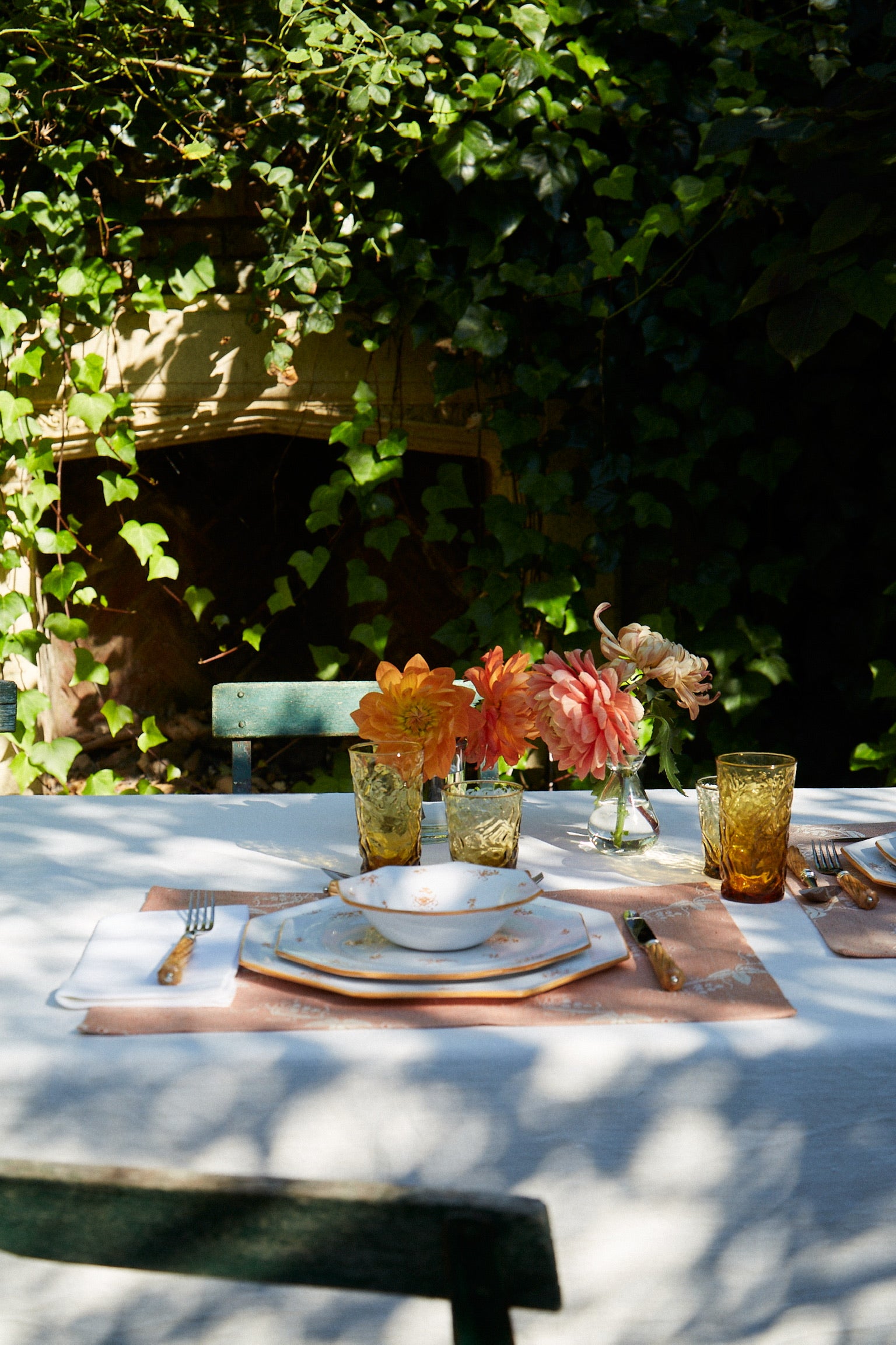 styled table setting with Brindille Small Bowl, Ochre Brûlée