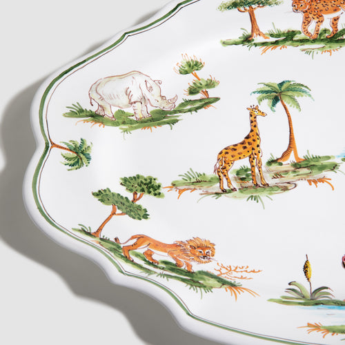 close up detail of Animaux de la Savane Plat Bondil (Large platter)