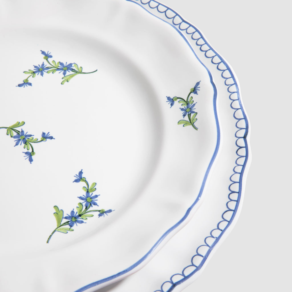 close up detail of Bouclette Dinner Plate, Blue