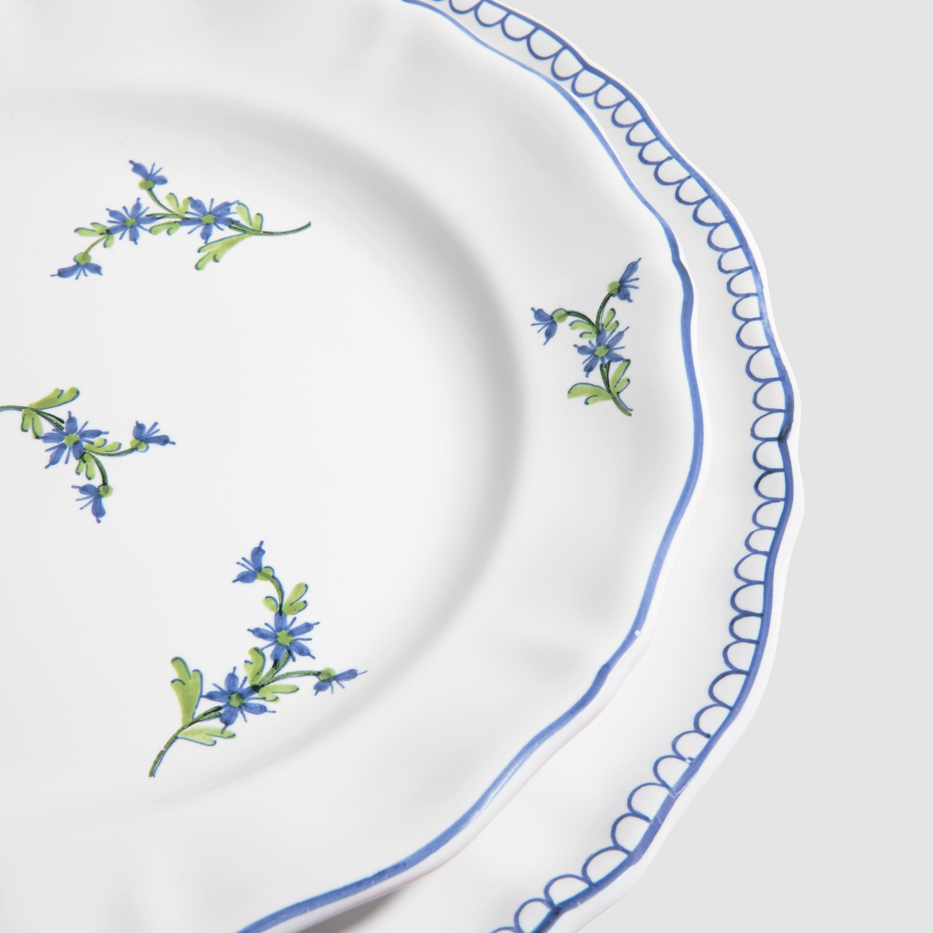 close up detail of Bouclette Dinner Plate, Blue