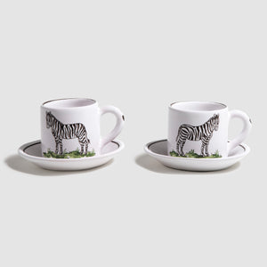 Animaux de la Savane Pair of Espresso Cups & Saucers, Zebra