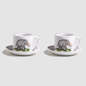 Animaux de la Savane Pair of Espresso Cups & Saucers, Elephant