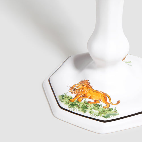 detail of Animaux de la Savane Octagonal Candlestick, Lion