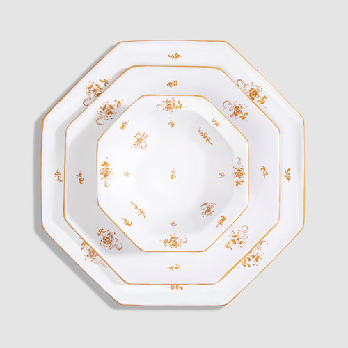 Brindille Large Dinner Plate with Salad Plate and Bowl, Ochre Brûlée