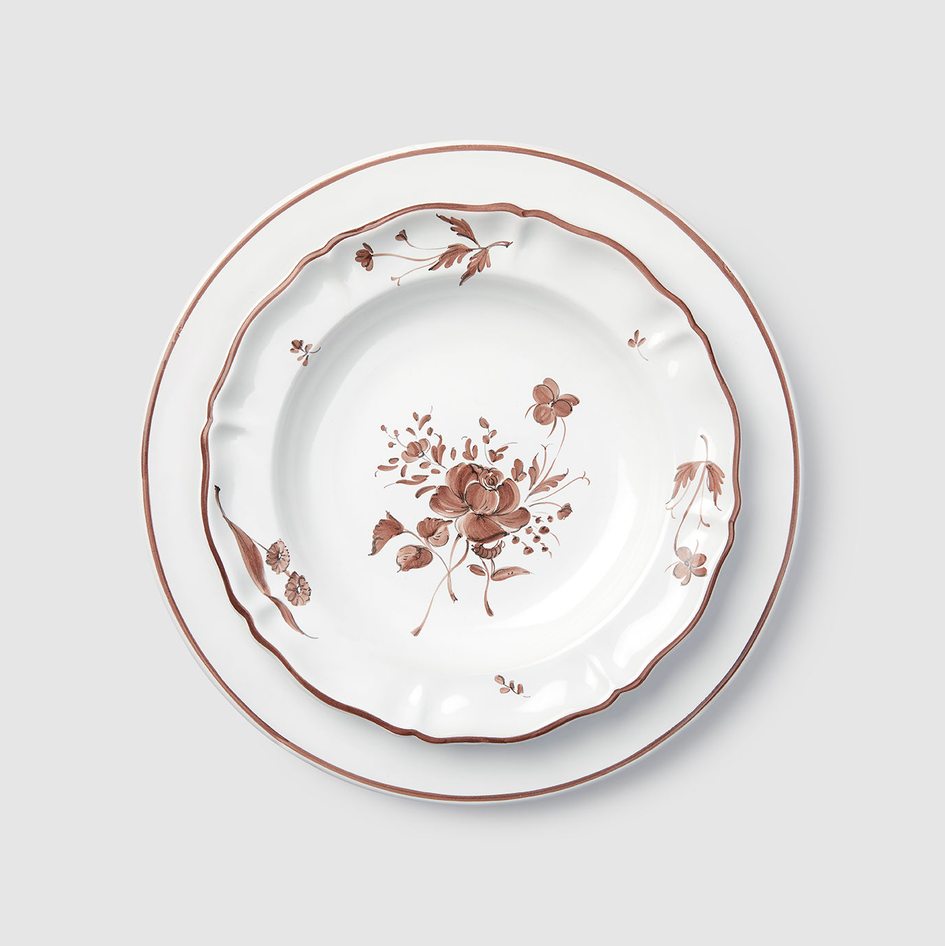 L'Horizon Dinner Plate and Camaieu Soup Plate, Chocolat