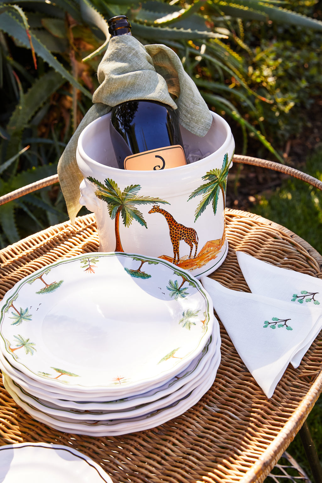 table setting with La Savane Cache Pot
