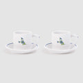 Les Bleuets Espresso Cup & Saucer, Set of Two, Blue and Green