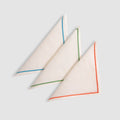 Soft Linen Cord Embroidered Cocktail Napkin, White, Set of Three