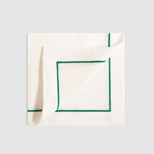 Soft Linen Cord Embroidered Dinner Napkin, White, Gazon
