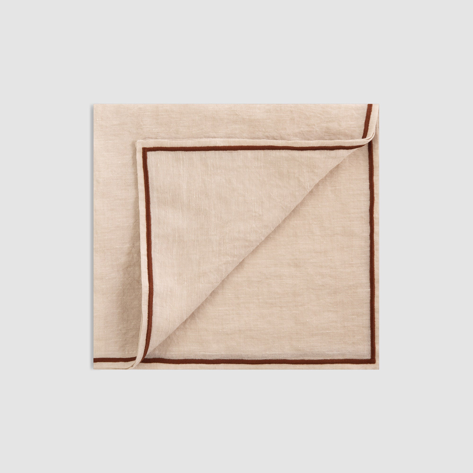 Soft Linen Cord Embroidered Table Napkin Salt & Pepper, Pain Brûlé