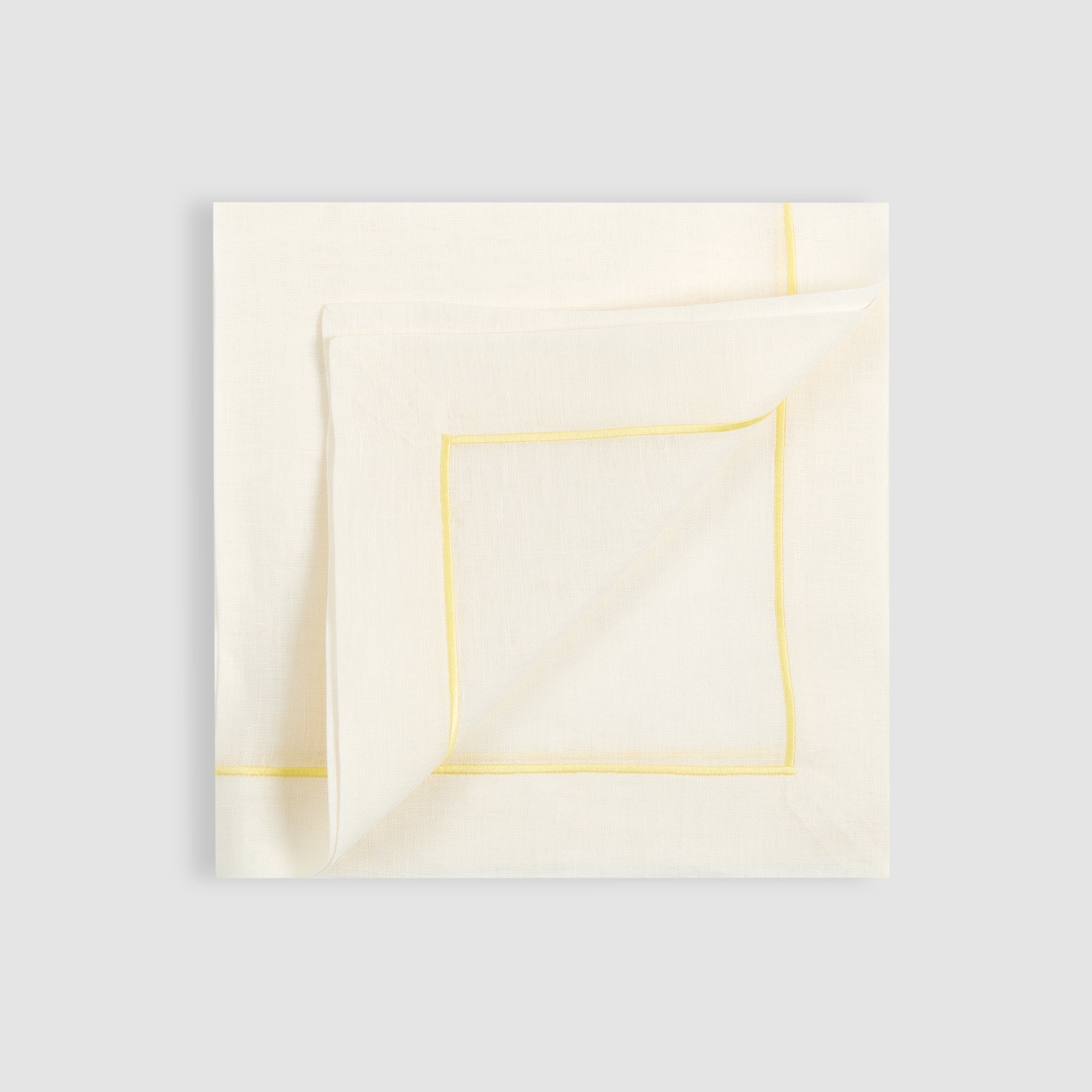 Large Cord Embroidered Table Napkin Ivory, Yellow