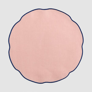 Coated Pink Linen Placemat, Blue