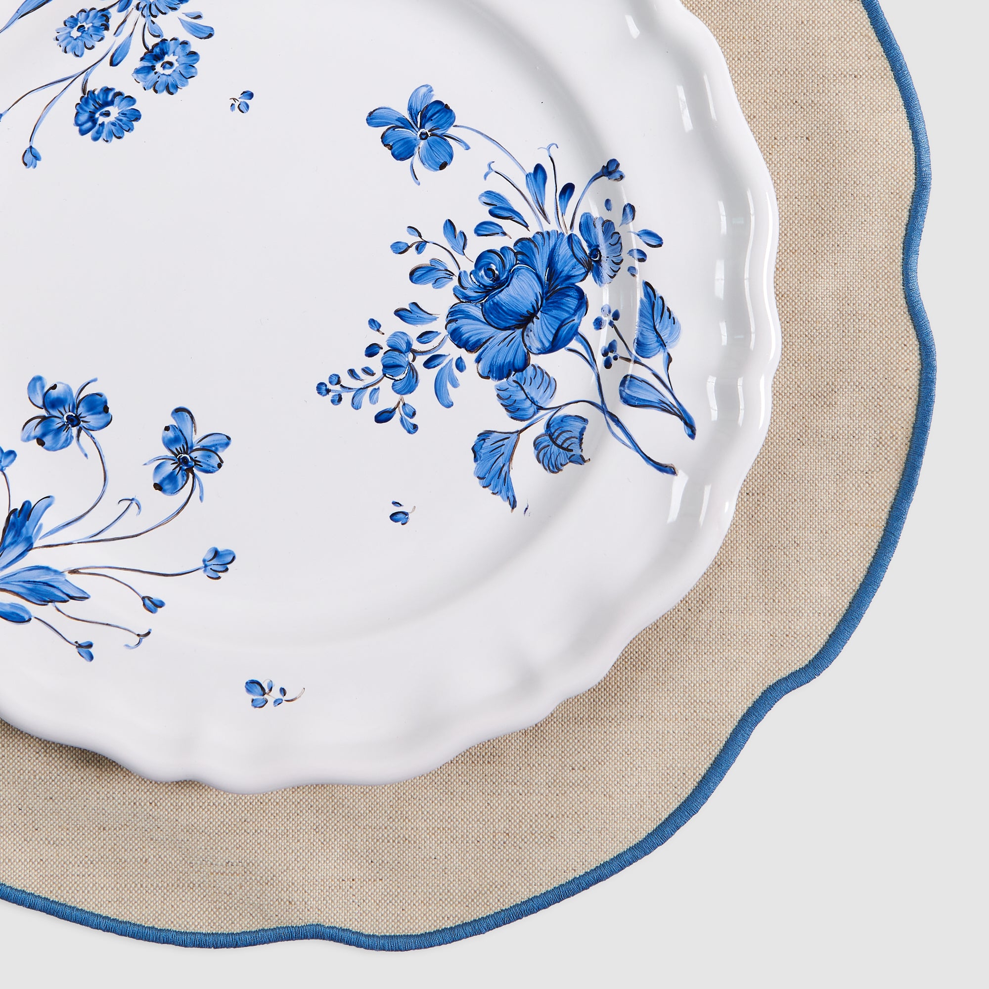 close up detail of Coated Salt & Pepper Linen Placemat, Oceano
