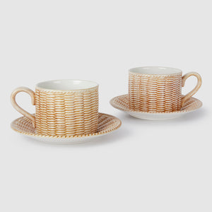 Osier Tea Cup and Saucer, Set of Two, Natural