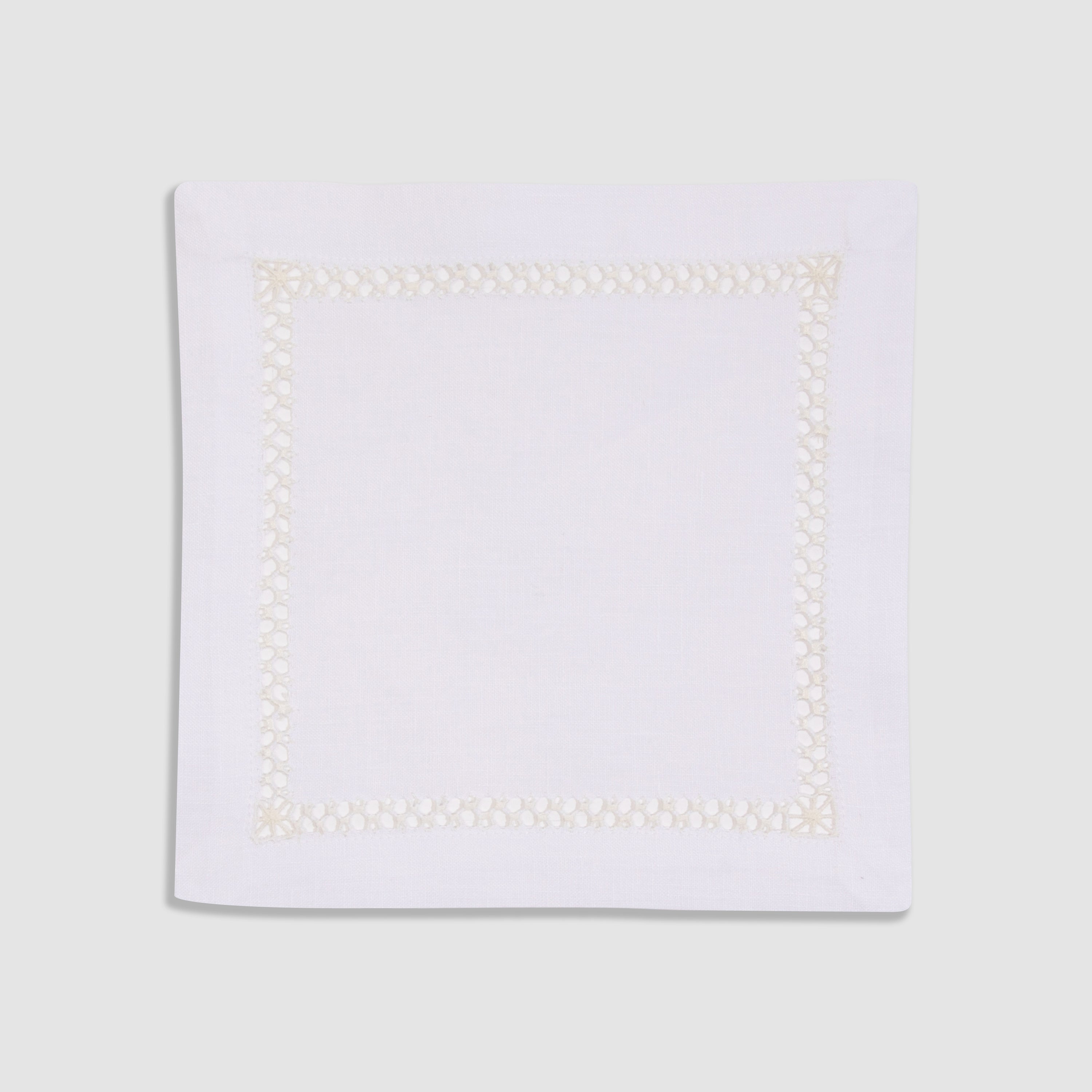 Pulled Thread Cocktail Napkin Saint Germain, White