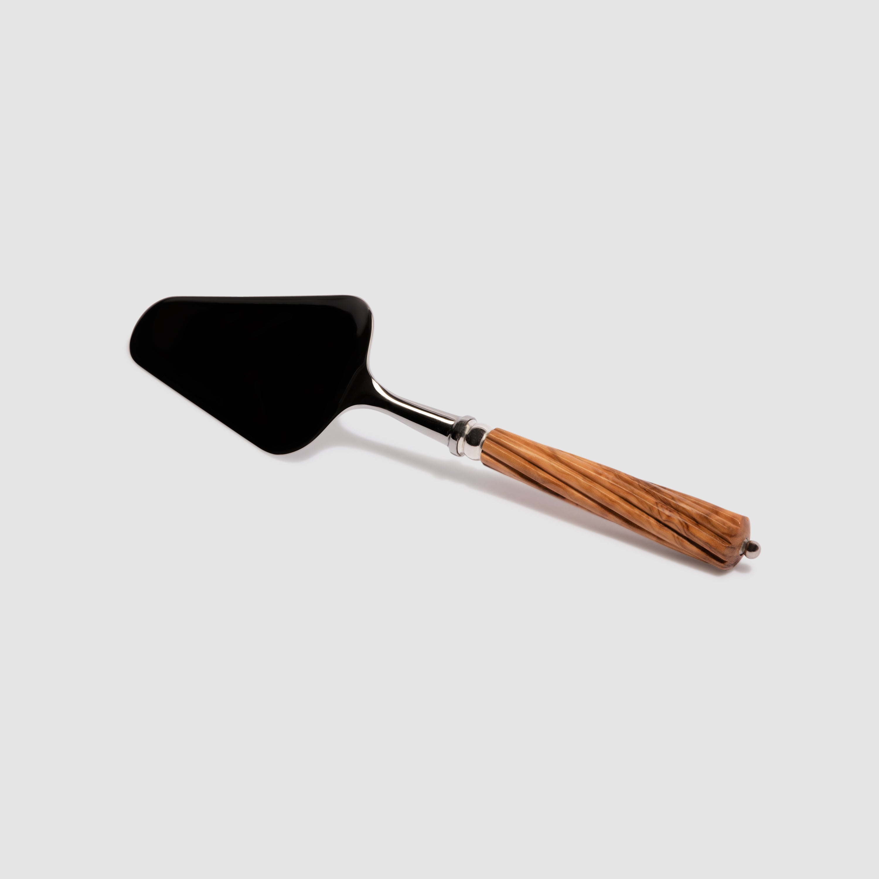 Romilly Stainless Cake Server with Carved Olivewood