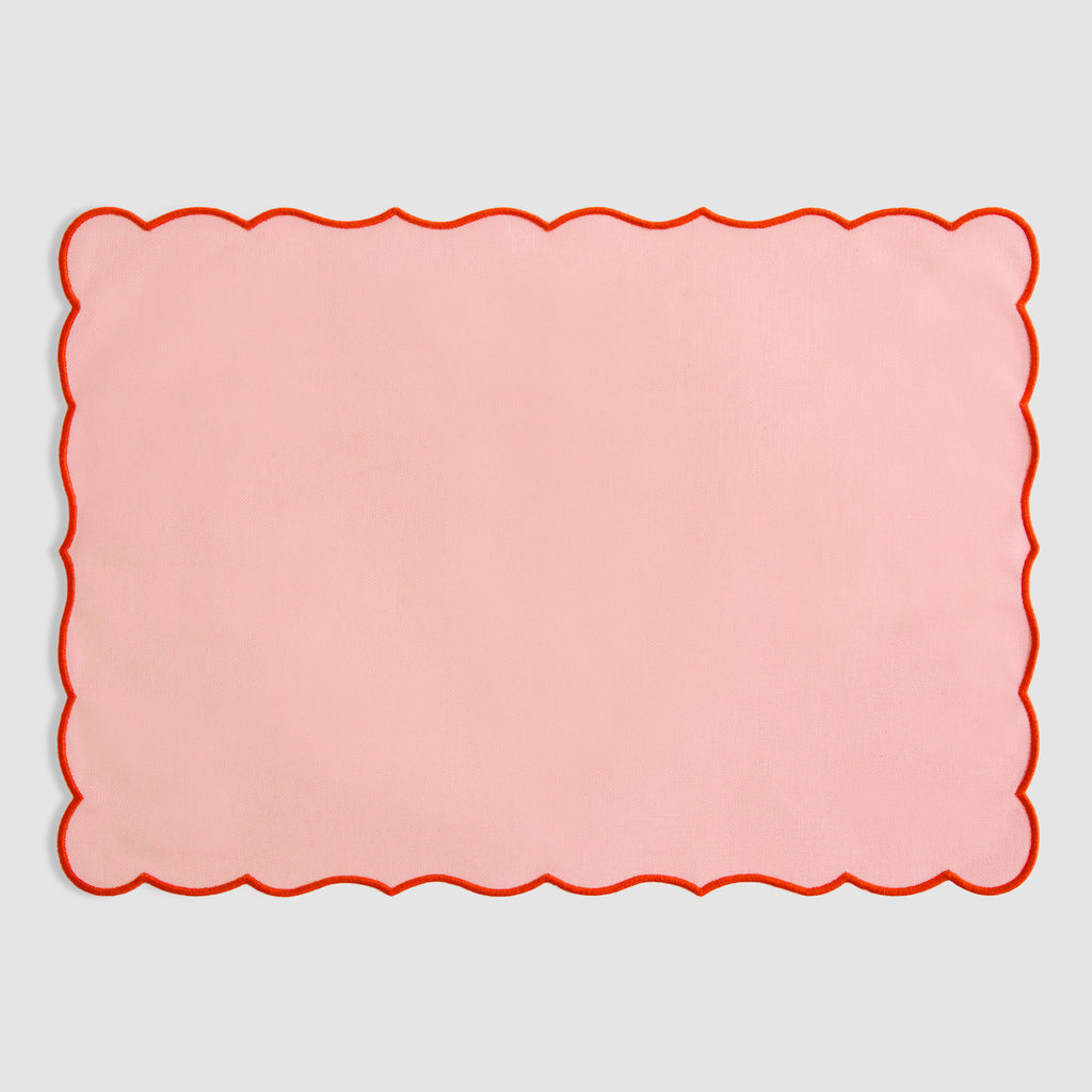 Scallop Edged Coated Placemat, Framboise