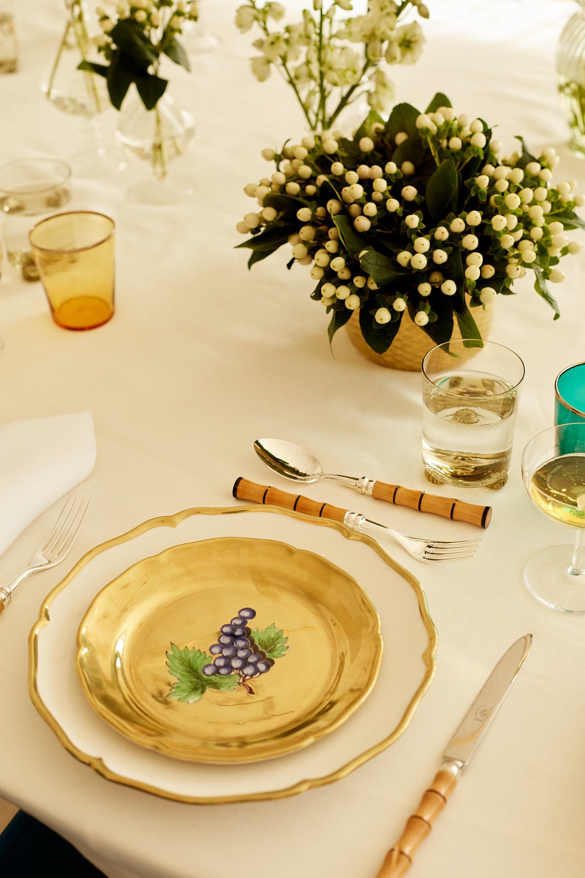 Table Setting with Small d'Or Cache Pot