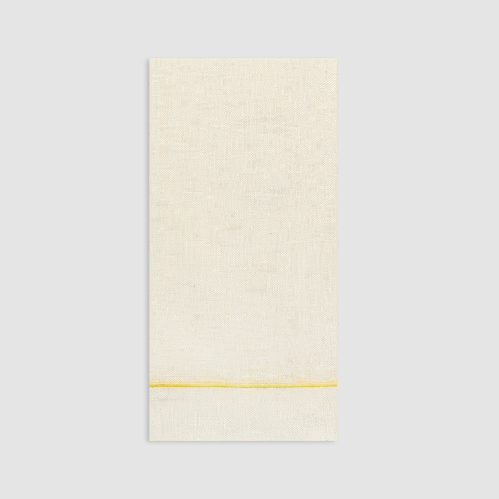 Large Cord Embroidered Table Napkin Ivory, Yellow