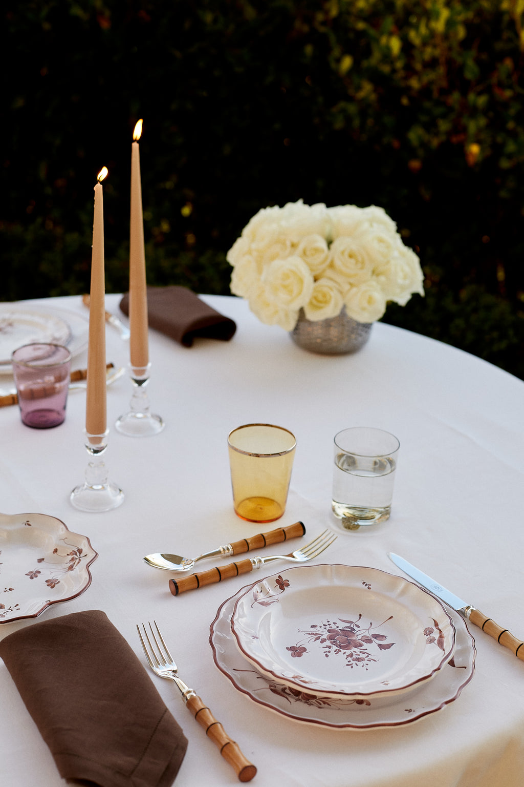 styled table setting with Camaieu Pasta/Soup Bowl, Chocolat