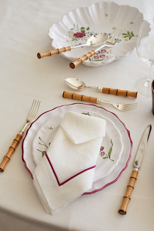 table setting styled with Banyan 5pc Stainless Cutlery Set Carved in the Style of Bamboo