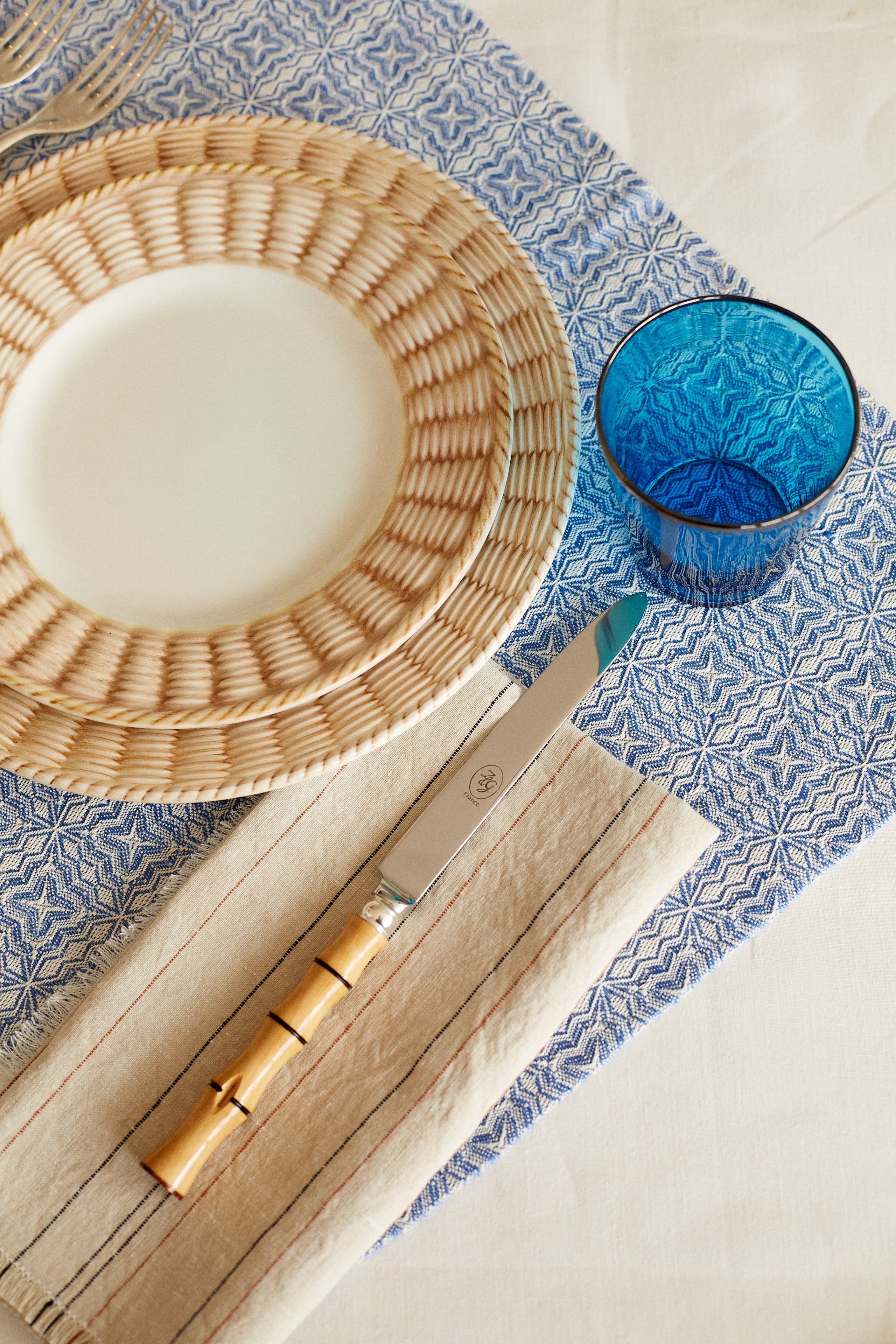 Greta Stripe Linen Table Napkin, Sand